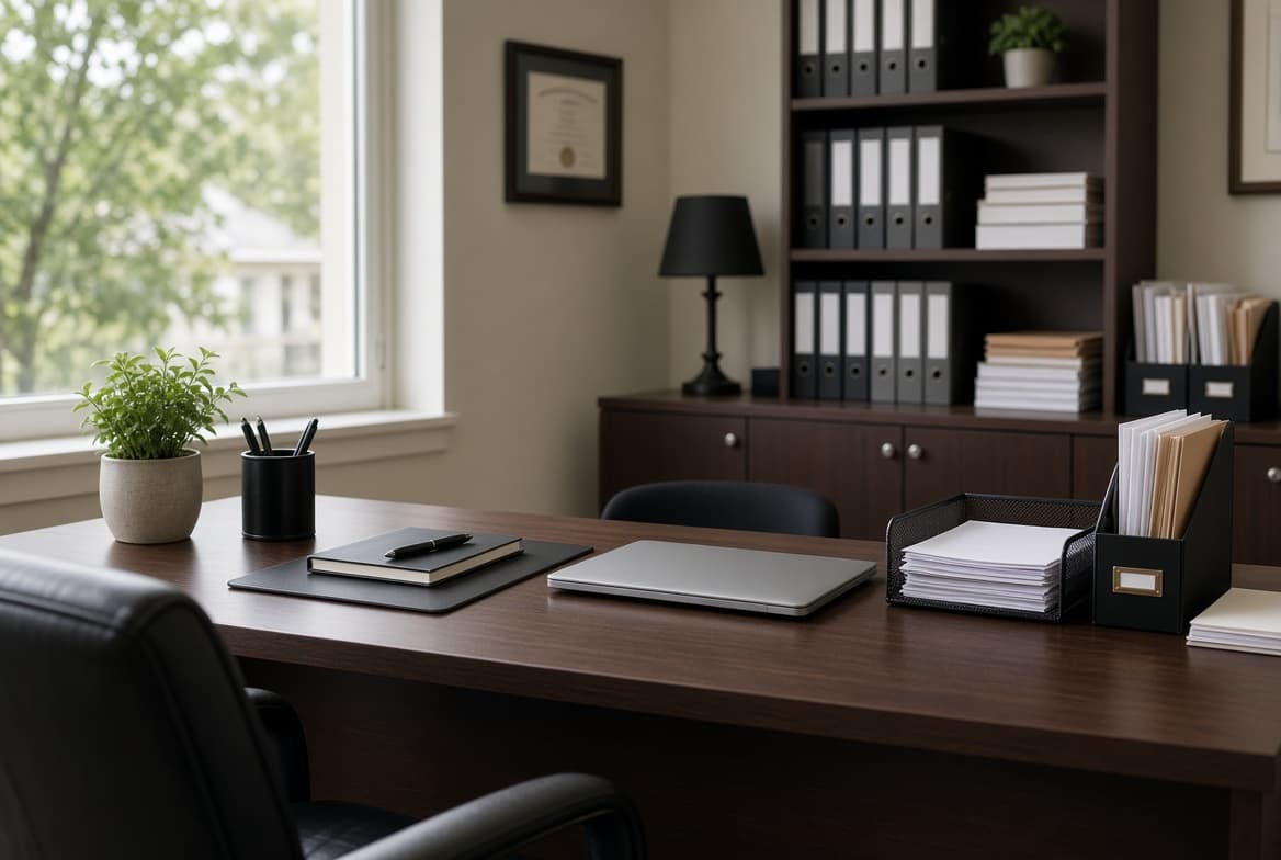 Insurance office, professional and calm